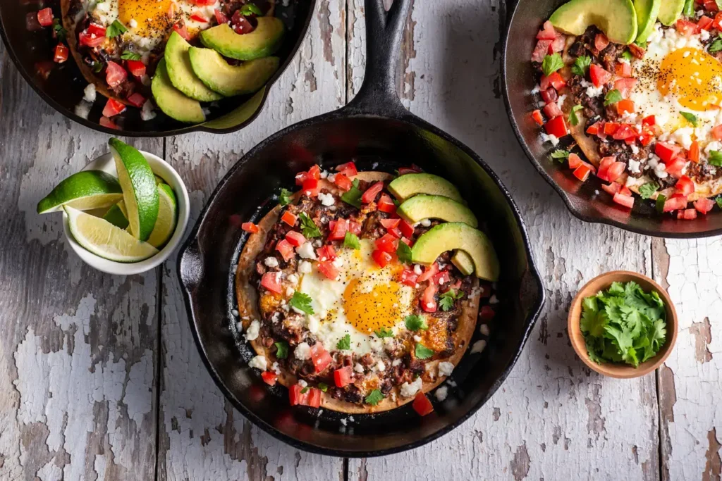 huevos rancheros con aguacate y salsa roja